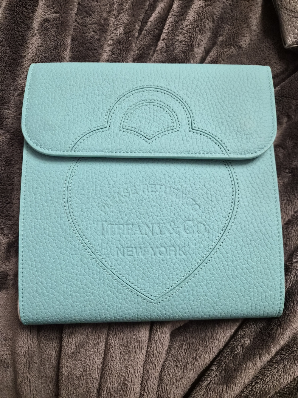XL Tiffany & Co. Blue Leather Heart  Jewlery Organizer